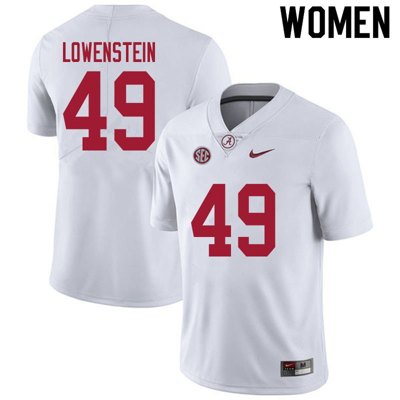 Women #49 Julian Lowenstein Alabama White Tide College Football Jerseys Sale-White